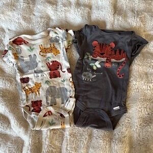 Gerber Animal Print Bodysuits - Red and Gray